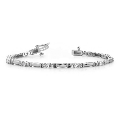 Prong Set Ladies Round Cut Lab Grown Diamond Tennis Bracelet White Gold 4 Ct