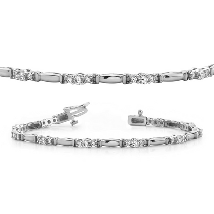 Prong Set Ladies Round Cut Lab Grown Diamond Tennis Bracelet White Gold 4 Ct