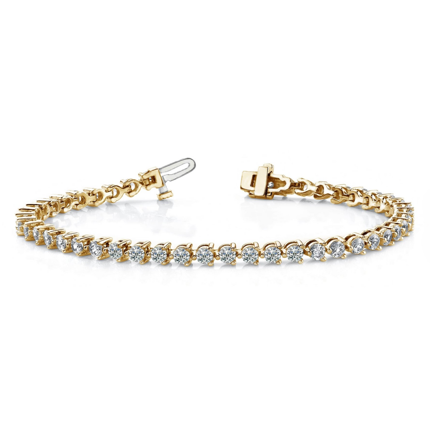Prong Set Round Cut 4.20 Ct Real Natural Earth Mined Diamond Bracelet Yellow Gold