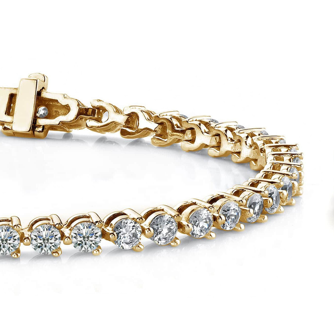 Prong Set Round Cut 4.20 Ct Real Natural Earth Mined Diamond Bracelet Yellow Gold