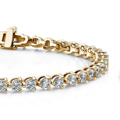 Prong Set Round Cut 4.20 Ct Real Natural Earth Mined Diamond Bracelet Yellow Gold