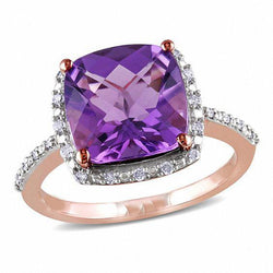 Purple Amethyst Diamond Cocktail Ring
