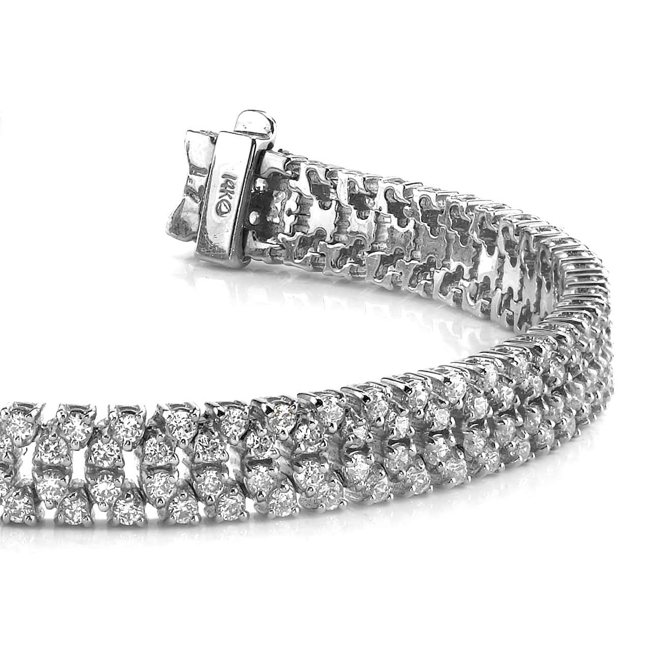 Quad Row 6.60 Carats Round Cut Natural Earth Mined Diamonds Bracelet White Gold 14K New