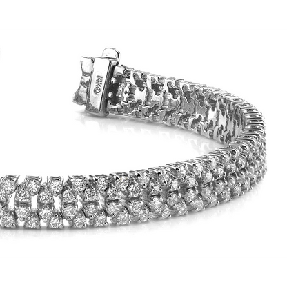 Quad Row 6.60 Carats Round Cut Natural Earth Mined Diamonds Bracelet White Gold 14K New