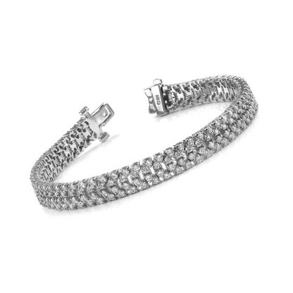 Quad Row 6.60 Carats Round Cut Natural Earth Mined Diamonds Bracelet White Gold 14K New