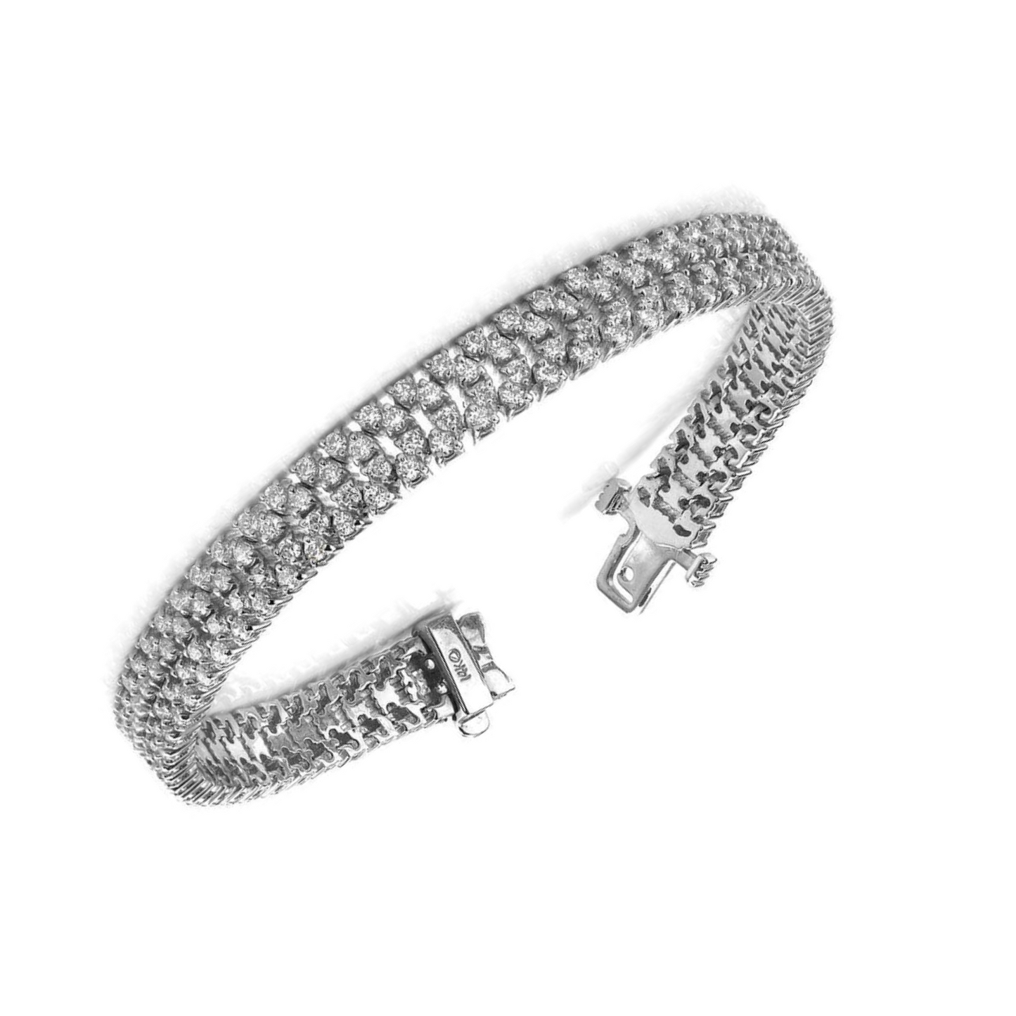 Quad Row 6.60 Carats Round Cut Natural Earth Mined Diamonds Bracelet White Gold 14K New