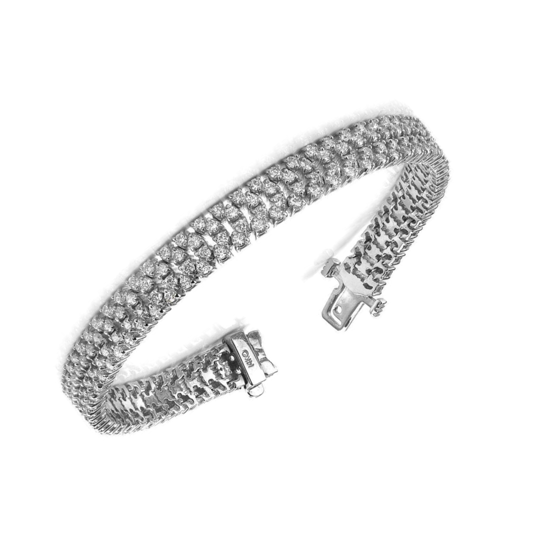 Quad Row 6.60 Carats Round Cut Natural Earth Mined Diamonds Bracelet White Gold 14K New