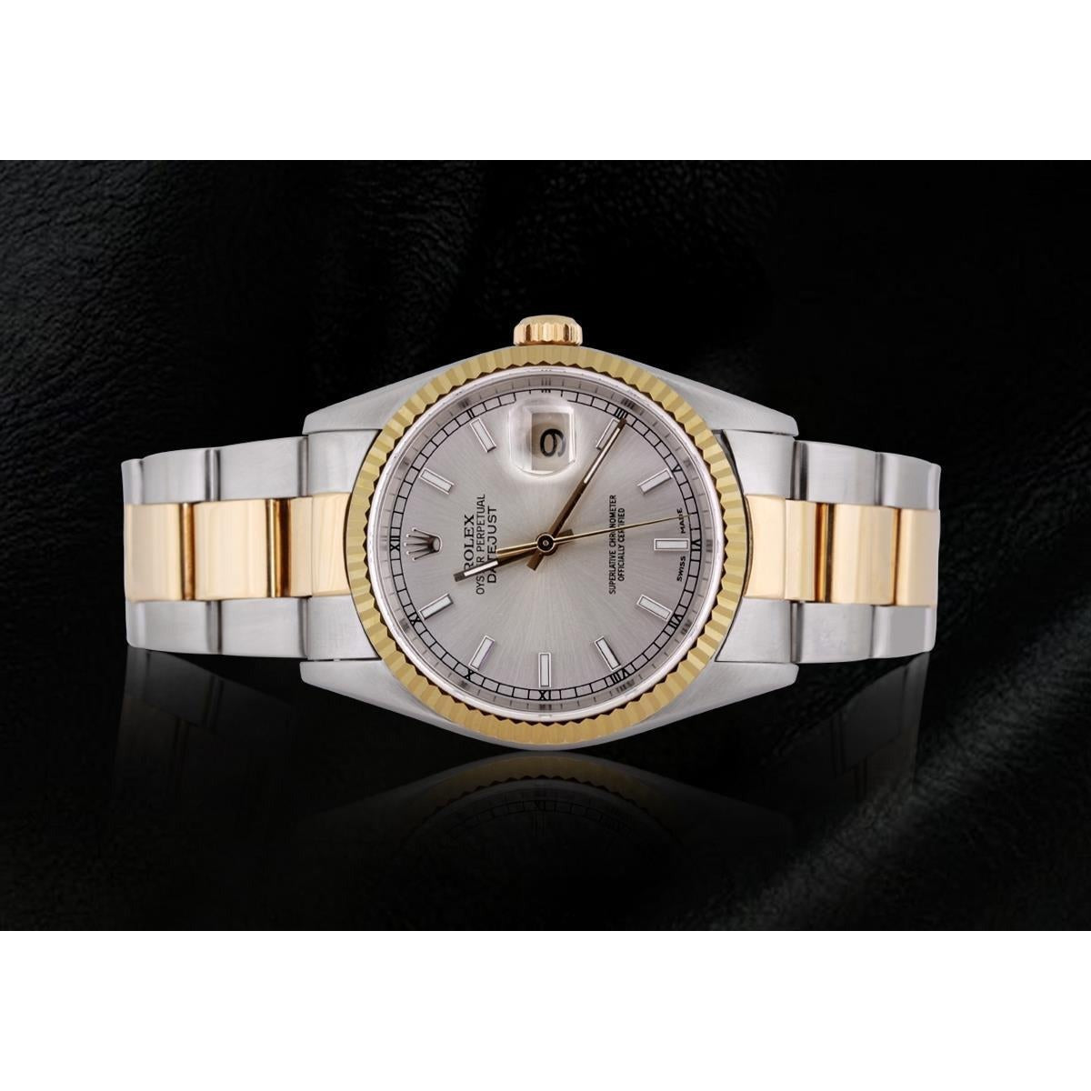 No Holes Datejust Rolex Two Tone 