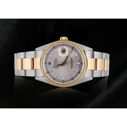 No Holes Datejust Rolex Two Tone 