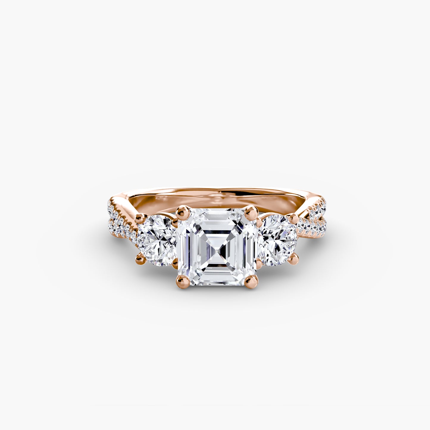 natural round diamond 0.77ct band front view