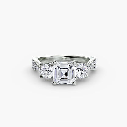 natural round diamond 0.77ct band three quarter angle