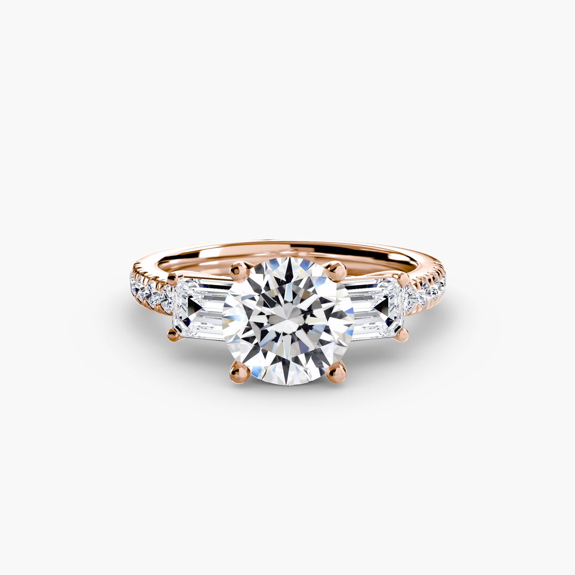 natural round diamond 0.89ct band three quarter angle