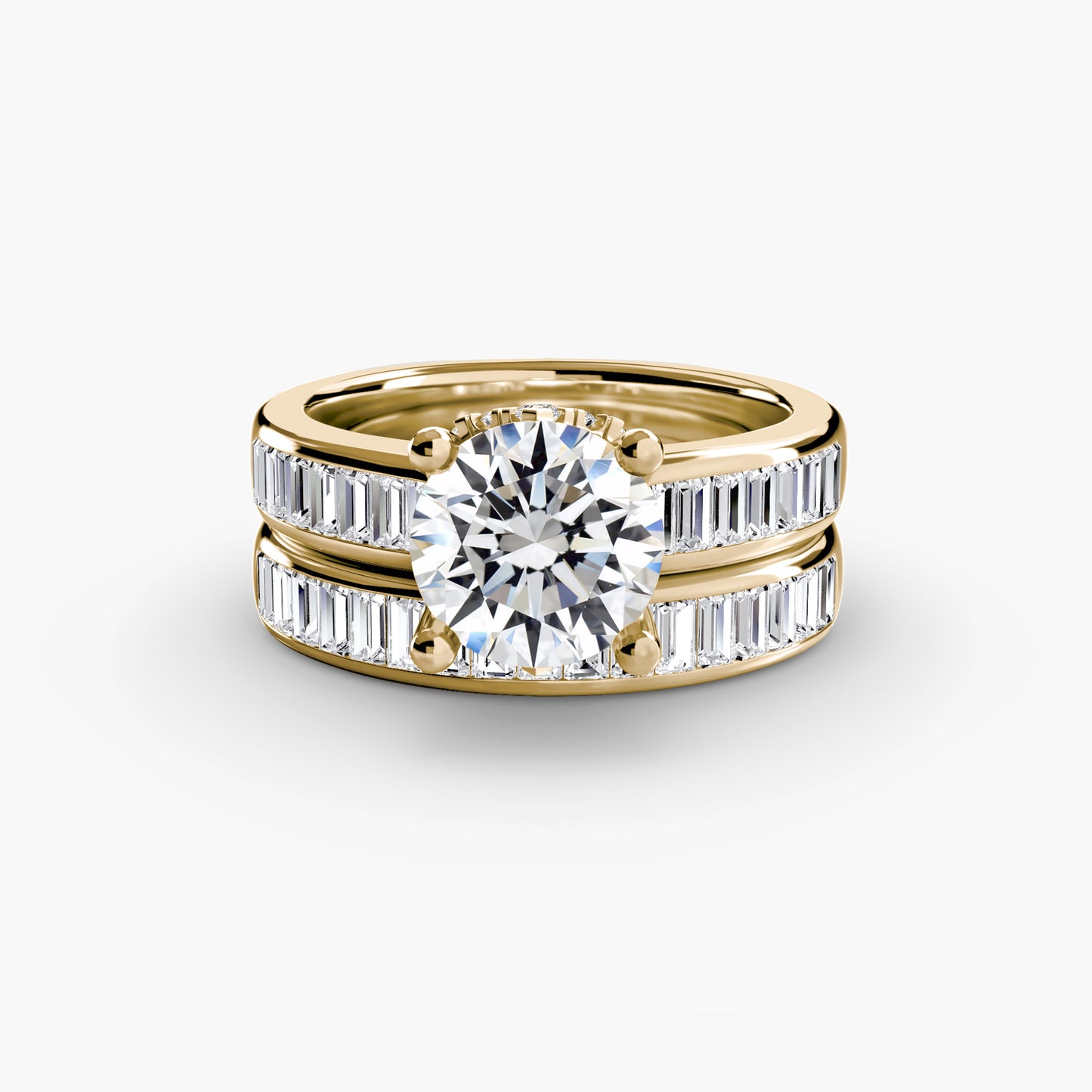 natural round diamond 1.08ct ring on white background