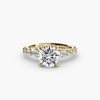 natural round diamond 0.45ct ring on white background