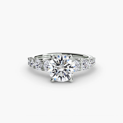 natural round diamond 1.38ct ring on white background