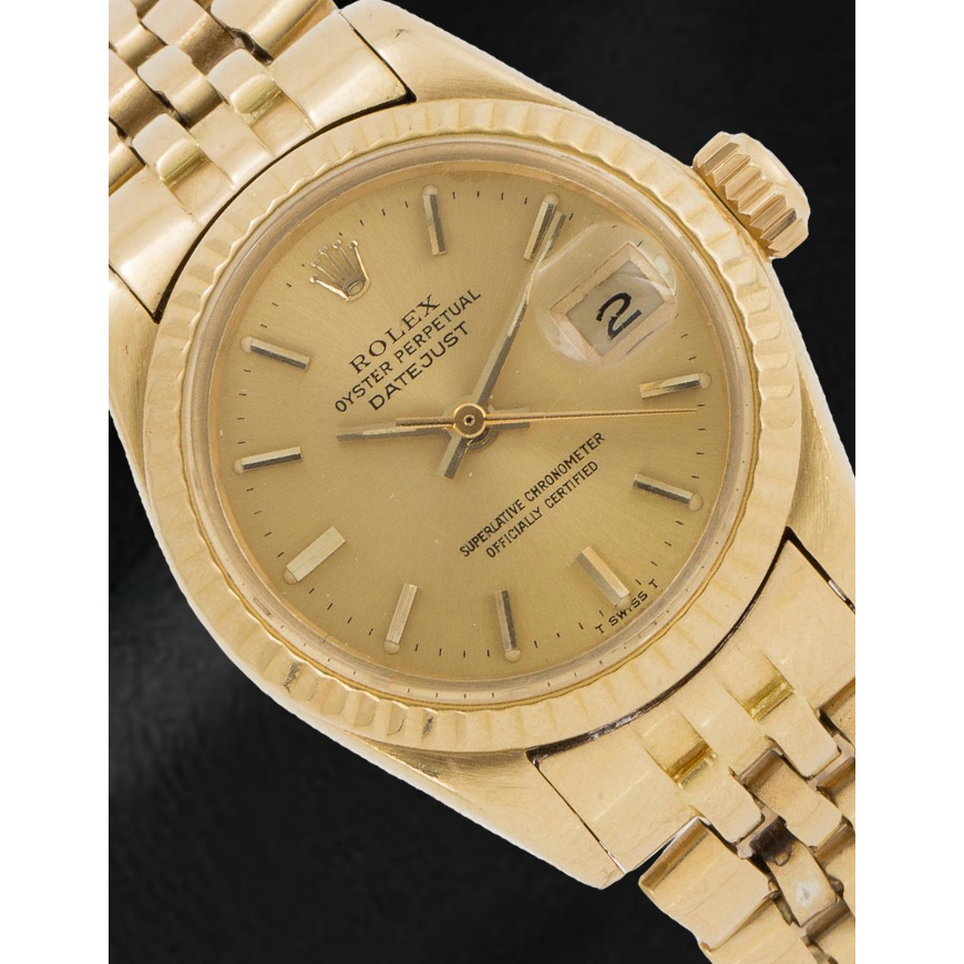 ROLEX Datejust 26 mm Champagne Stick Dial Yellow Gold Ladies Watch