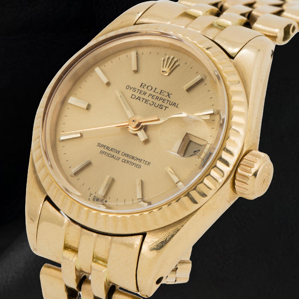 ROLEX Datejust 26 mm Champagne Stick Dial Yellow Gold Ladies Watch