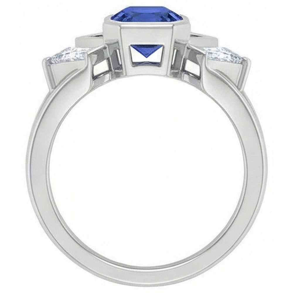 natural radiant sapphire 2.50ct ring profile view