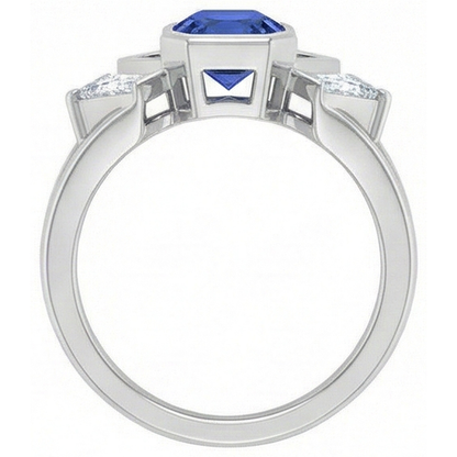 natural radiant sapphire 2.50ct ring profile view