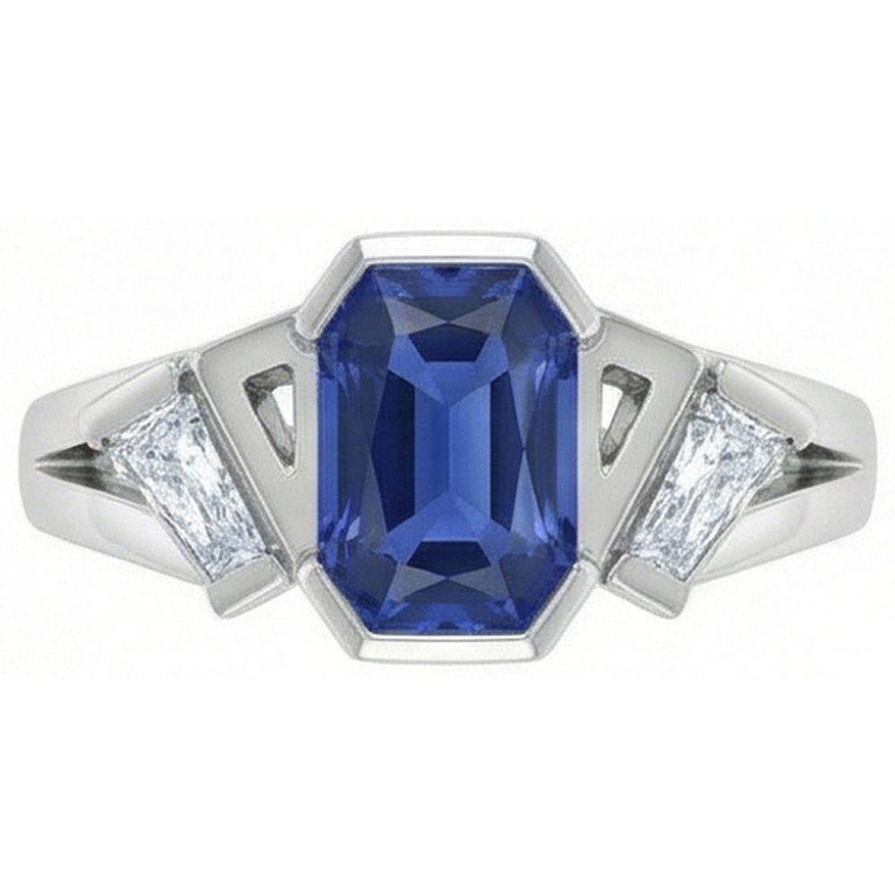 natural radiant sapphire 2.50ct ring front view
