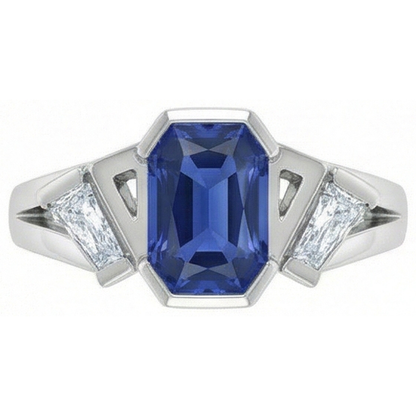 natural radiant sapphire 2.50ct ring front view