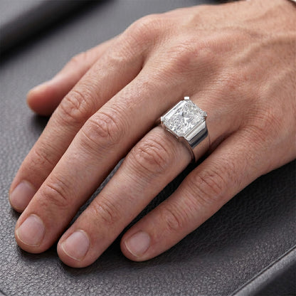 Radiant Brilliant Diamond Men's Ring 5 ct – 14K White Gold