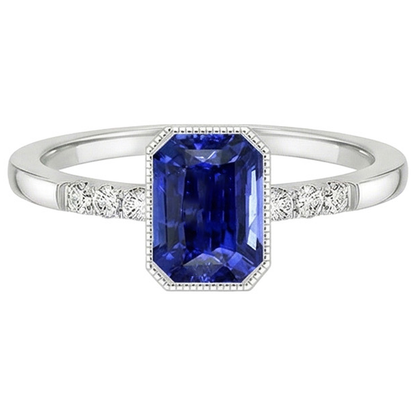 Radiant Cut Bezel Set Ring Ceylon Sapphire & Natural Earth Mined Diamond 3.50 Carats