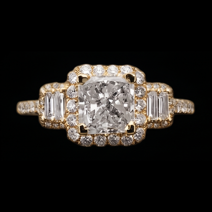 Radiant Cut Engagement Ring 3 Carat Natural Earth Mined Diamonds Fancy Ring White Gold 14K