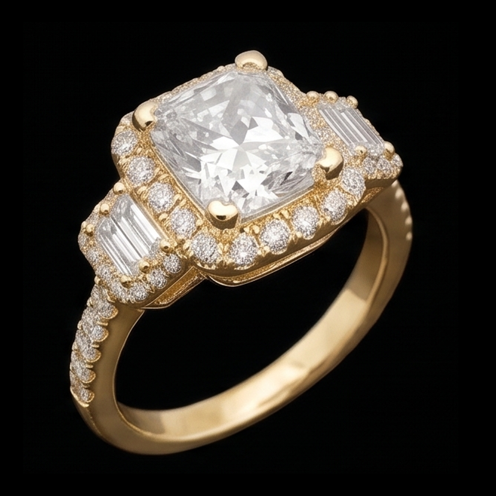 Radiant Cut Engagement Ring 3 Carat Natural Earth Mined Diamonds Fancy Ring White Gold 14K