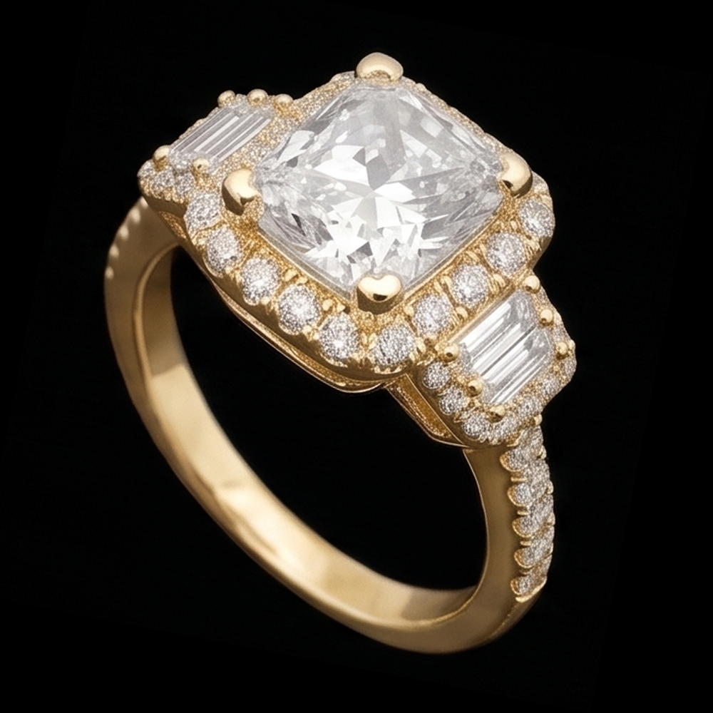 Radiant Cut Engagement Ring 3 Carat Natural Earth Mined Diamonds Fancy Ring White Gold 14K