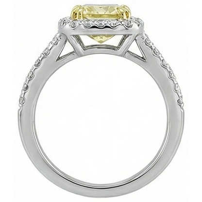 Radiant Cut Yellow Sapphire Gemstone Ring White Gold Natural Earth Mined Diamond 2.5 Ct.