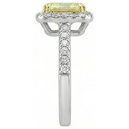 Radiant Cut Yellow Sapphire Gemstone Ring White Gold Natural Earth Mined Diamond 2.5 Ct.