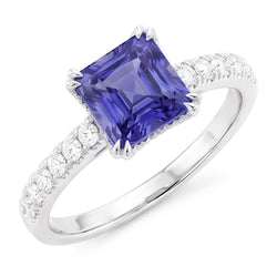 Radiant Gemstone Blue Sapphire Natural Earth Mined Diamond Ring Triple Prong Set 3 Carats