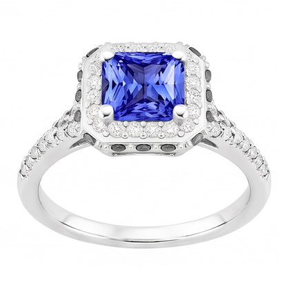 Radiant Halo Ceylon Sapphire Natural Earth Mined Diamond Ring 3.50 Carats White Gold