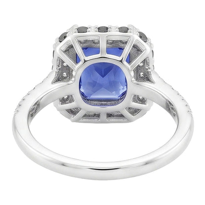 Radiant Halo Ceylon Sapphire Natural Earth Mined Diamond Ring 3.50 Carats White Gold