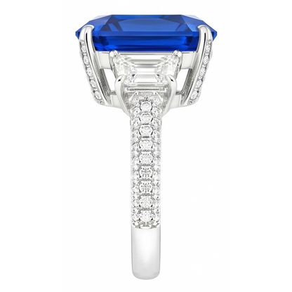Radiant Natural Earth Mined Diamond 3 Stone Sapphire Ring With Accents 4.50 Carats Gold