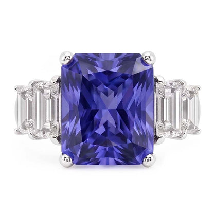 Radiant Natural Earth Mined Diamond Ring With Sapphire