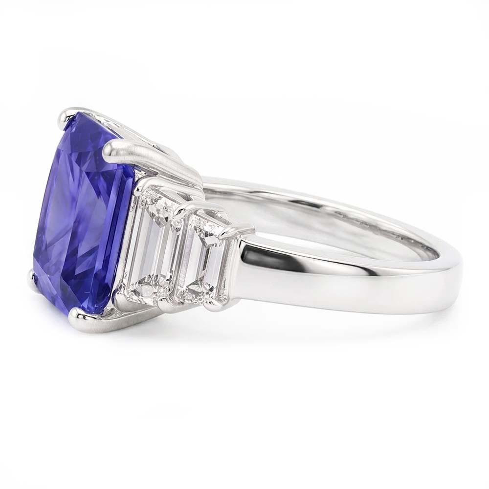 Radiant Natural Earth Mined Diamond Ring With Sapphire