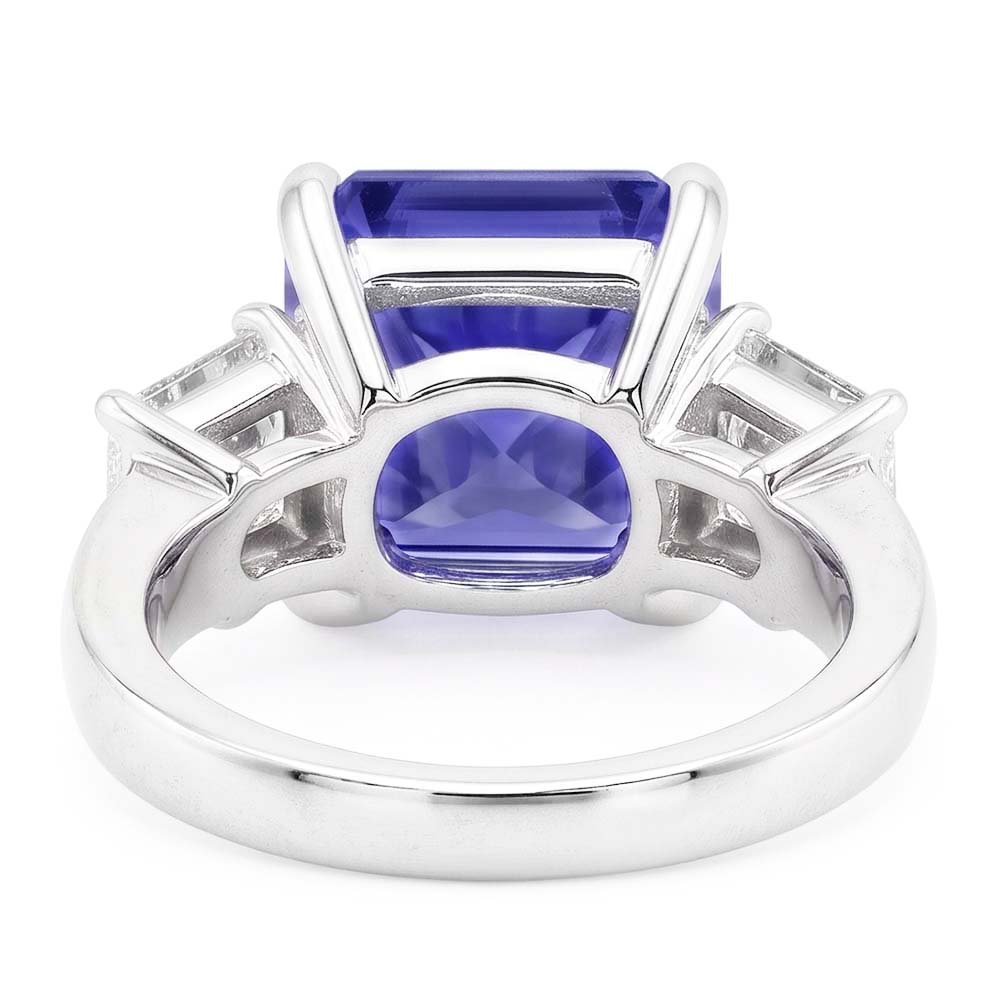 Radiant Natural Earth Mined Diamond Ring With Sapphire