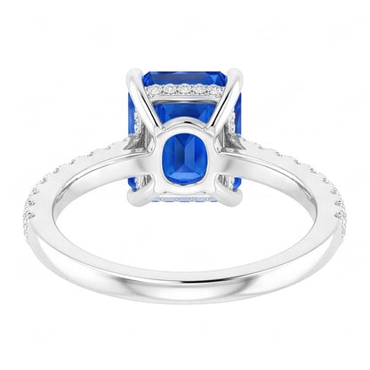 Radiant Sapphire Natural Earth Mined Diamond Engagement Ring