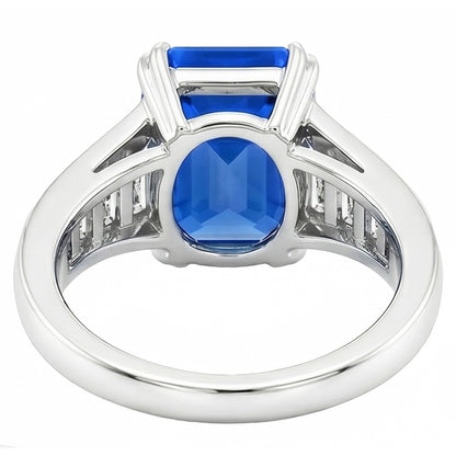 Radiant Sapphire Wedding Ring 5 Carats Channel Set Trapezoid Natural Earth Mined Diamonds