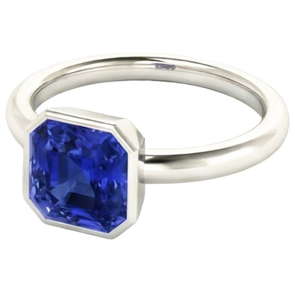 Natural Real ( Not Lab Grown )  Radiant Solitaire Women's Ring Bezel Set Ceylon Sapphire 2 Carats