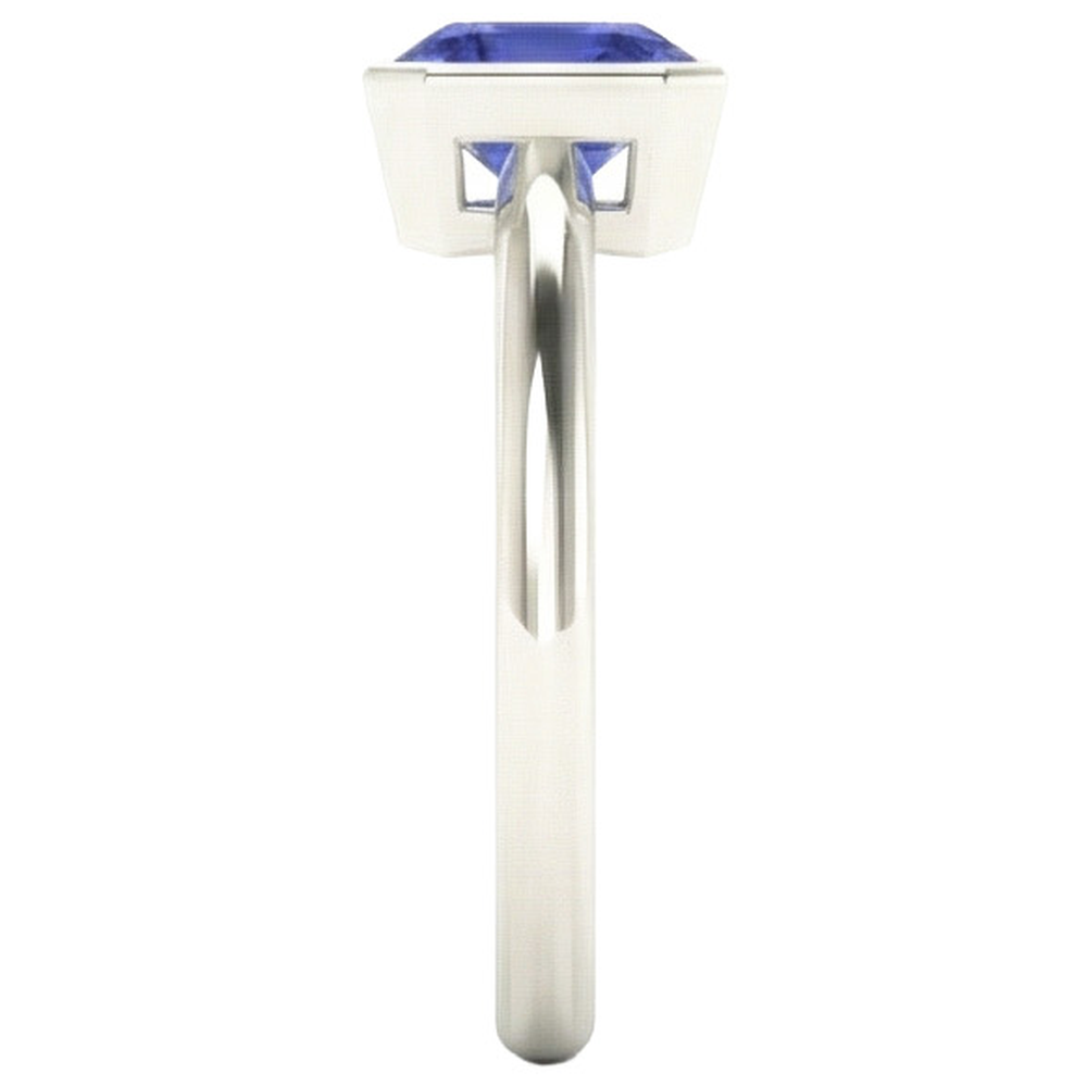 Natural Real ( Not Lab Grown )  Radiant Solitaire Women's Ring Bezel Set Ceylon Sapphire 2 Carats