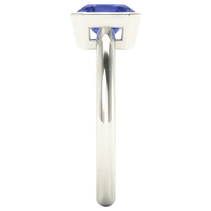 Natural Real ( Not Lab Grown )  Radiant Solitaire Women's Ring Bezel Set Ceylon Sapphire 2 Carats