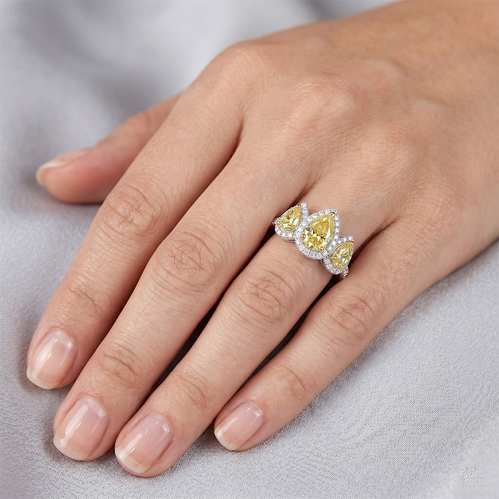 Radiant VVS Fancy Yellow Diamond Ring – 1.5 ct 14K Two Tone Gold