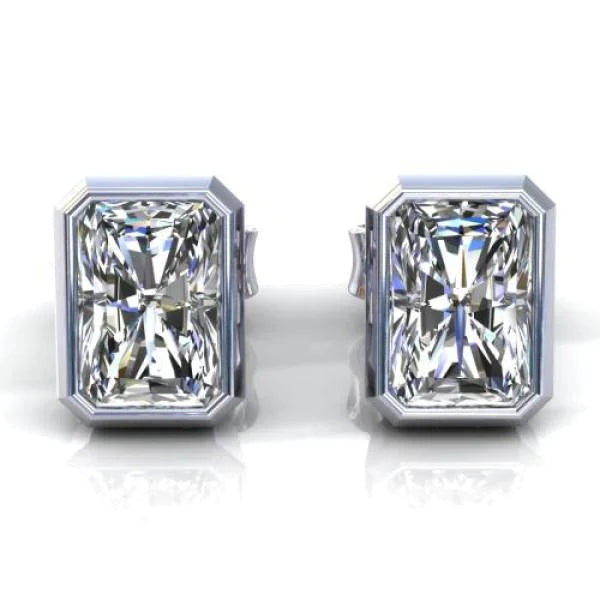 Radiant Diamond Mens Stud Earrings 