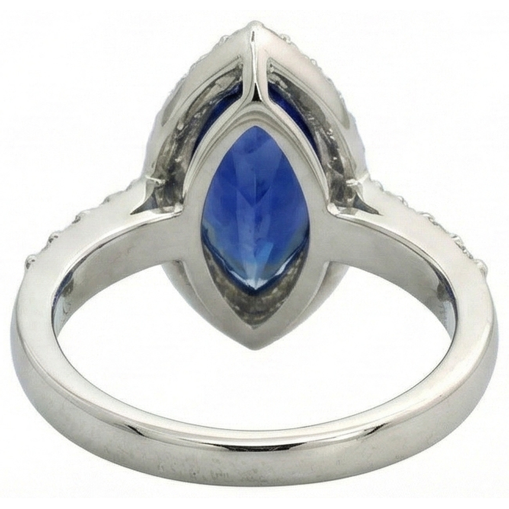 4 Carat Marquise Sapphire IGI CERTIFIED Ring