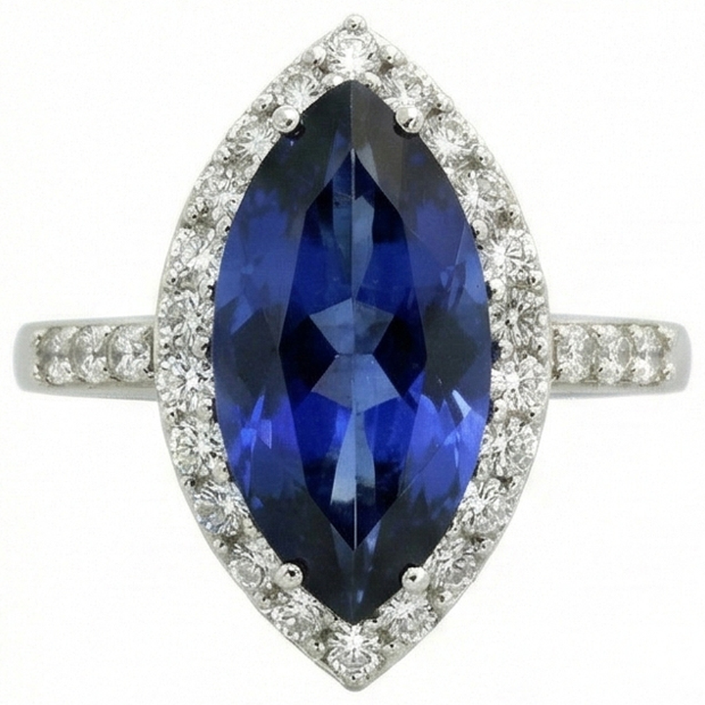 4 Carat Marquise Sapphire IGI CERTIFIED Ring