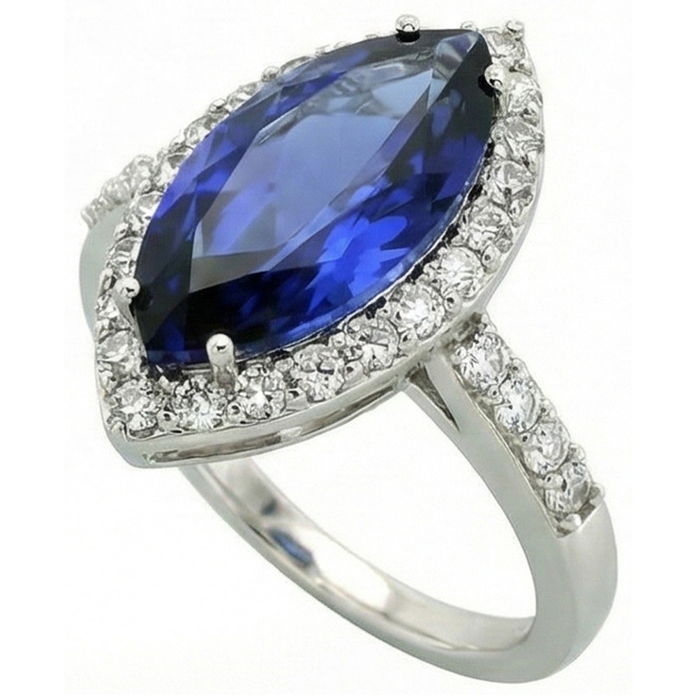 4 Carat Marquise Sapphire IGI CERTIFIED Ring