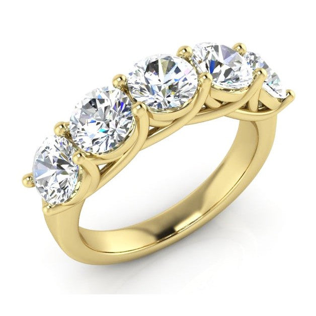 Real Diamond Anniversary Band Yellow Gold 5 Stones
